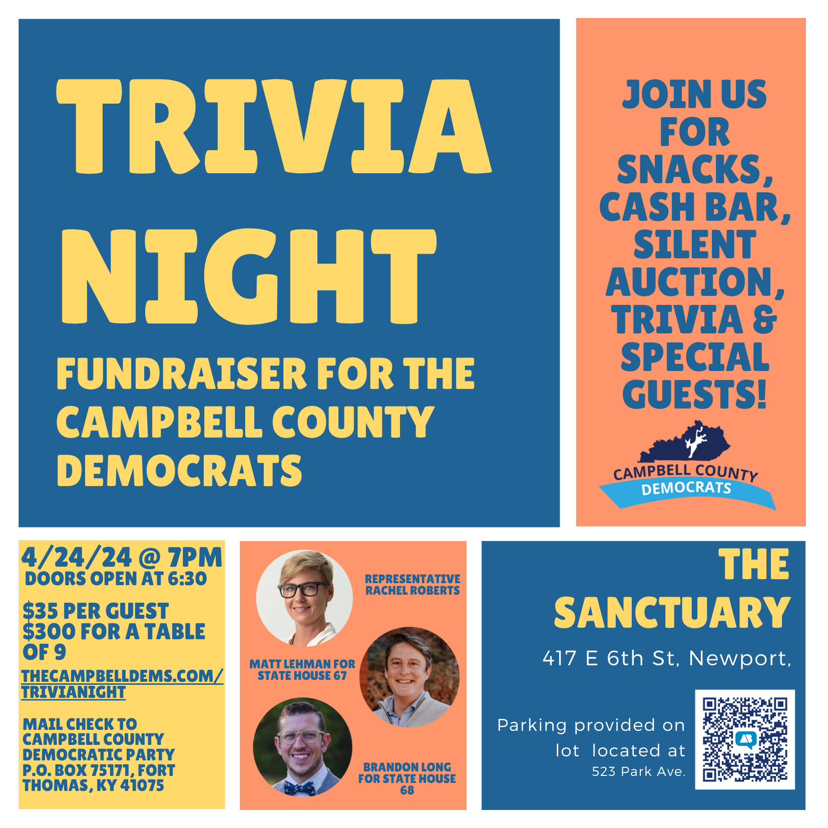 Trivia night flyer with QR code to link